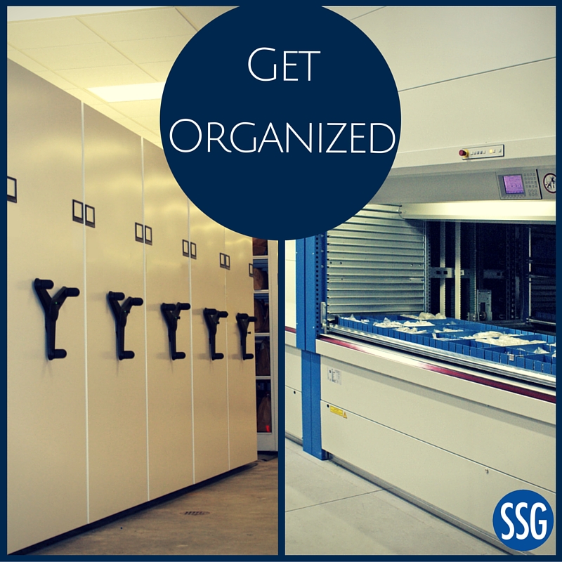 get organized with high density shelving & vertical lifts