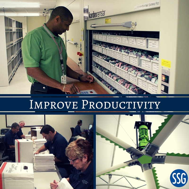 improve productivity with document scanning, vertical carousels, & warehouse fans