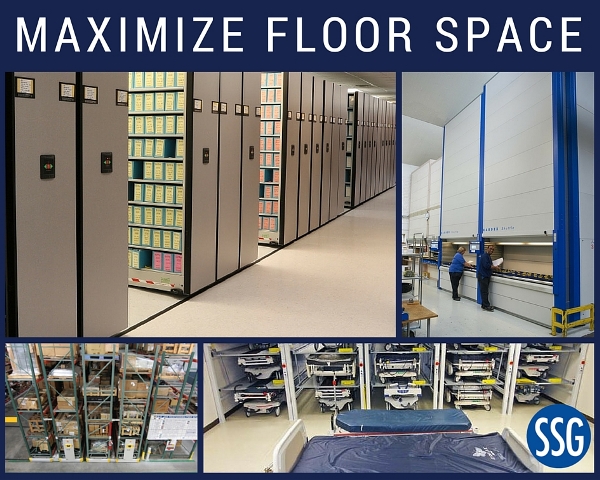 maximize floor space with mobile shelving, compact racks, vertical shuttles, and bedlifts