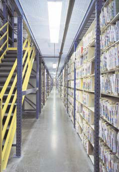 record center consolidation mezzanine shelving 