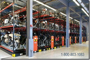 Harley-Davidson-Motorized-Storage-Shelving-Mobile-Warehouse-pallet-rack-industrial-museum