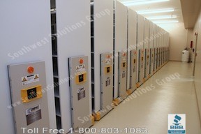 movable aisle aisles vault storage floating track shelves record archives shelving museum storage