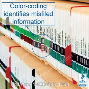 improve filing efficiency with color coding files that eliminate misplaced information and speed retreival
