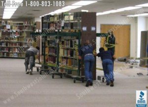 Loaded library shelving relocation services Fully Loaded bookshelf moving Packed shelves relocating kansas city little rock corpus christi beaumont memphis waco tulsa