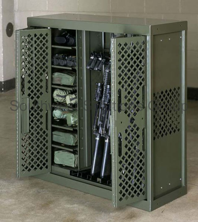 SWAT Team assult weapons racks are secure and mobile