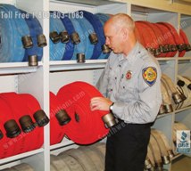 fire station hose storage shelving firehose racks raks victoria laredo mcallen corpus christi brownsville san antonio