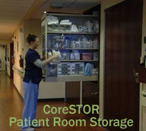 CoreSTOR patient room supply cabinets Healthcare planner storage solutions Spacesaver mobile shelving memphis little rock oklahoma city kansas missouri