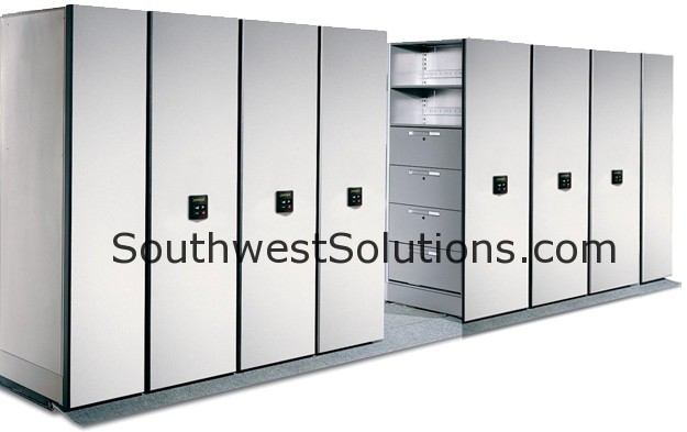 eco-friendly high density mobile storage shelving green friendly rolling shelves Spacesaver GREENGUARD Certified products