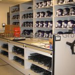 Athletic shelving equipment storage counters compact racks
