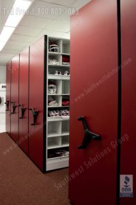 rolling shelving for storing athletic equipment and football gear high density shelves