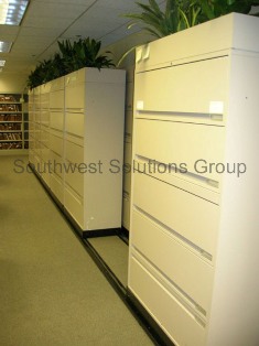 spacesaver rolling office lateral file cabinets Austin College Station Bryan Round Rock San Marcos Georgetown Temple Brenham Kerrville Fredericksburg
