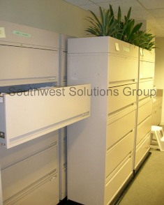 sliding lateral file cabinets on tracks by spacesaver Kansas City Topeka Overland Park Olathe Lawrence Shawnee Manhattan Salina Lenexa Columbia St Joseph