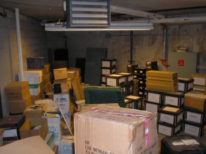 unorganized messy file box storage archival storage