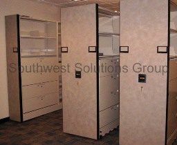 moving file cabinets push button powered floating aisles system Oklahoma City Tulsa Lawton Broken Arrow Stillwater Durant Muskogee Bartlesville Altus Norman Edmond Midwest