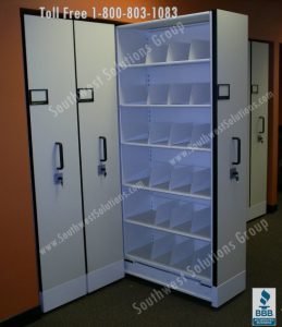 Spacesaver QuickSpace pull out sliding sheet music storage cabinets