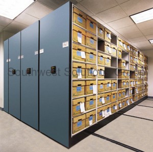 high density compact student record box shelving