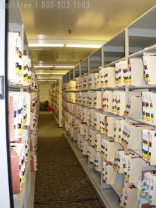 Open file shelving stores records vertically on shelves