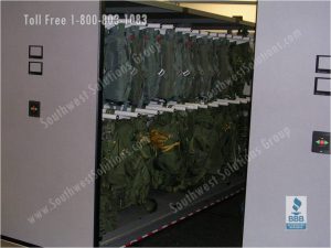 hanging parachutes in high density storage shelving