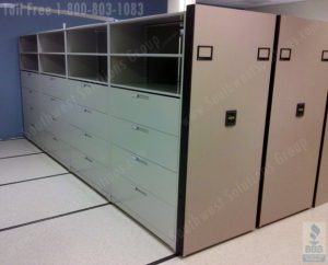 high density storage shelves promotes easy file management in business offices