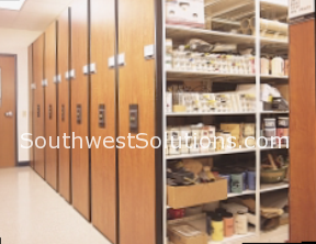 high density storage shelving for k-12 schools
