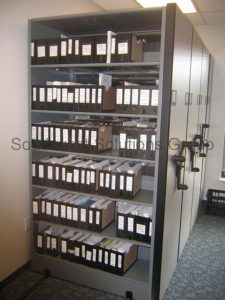 k-12 school sheet music in a high density storage shelving system