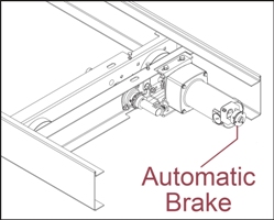 high density shelving floor loading automatic braking system