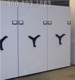 moving access aisle shelving Rotating Handle Operation Storage System 