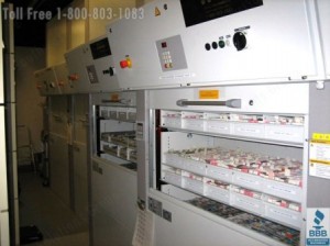 Glass Slides stored in Vertical Carousel Cabinets