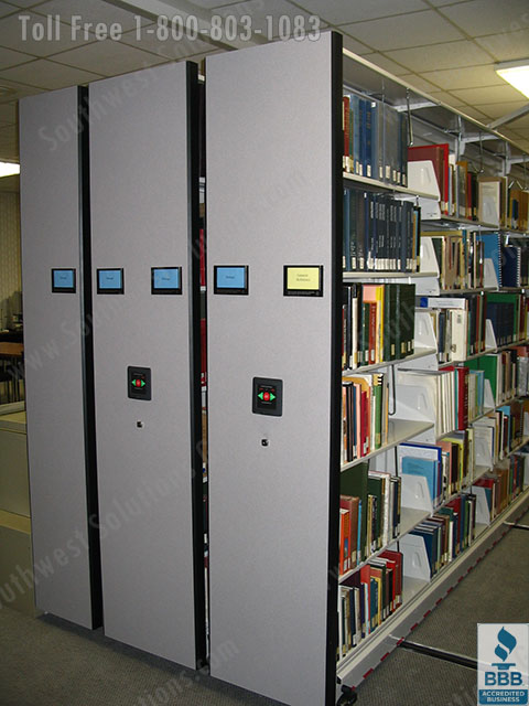 Compact Mobile Shelving for Storing Library Books