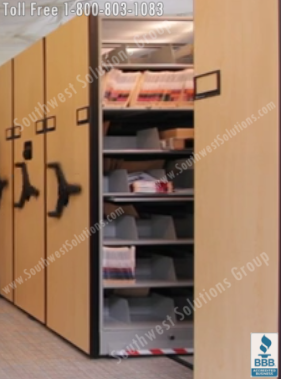 High Density Shelving with acrylic frosted top shelf panels lets light in