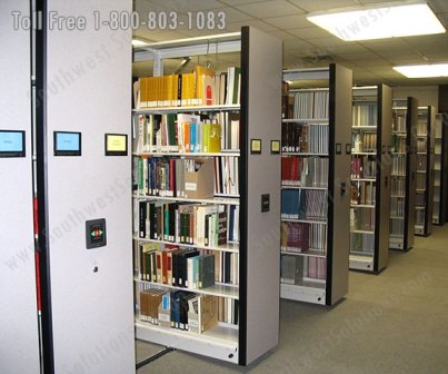 Mobile Shelves on Tracks used for library book storage