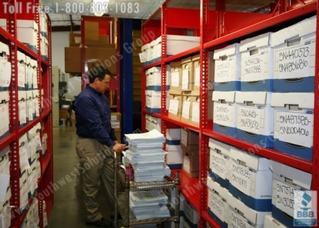 Auto Dealership uses Box Storage Racks for archive filing