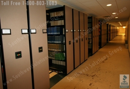 High Density Mobile Shelves in a University Library for archival storage