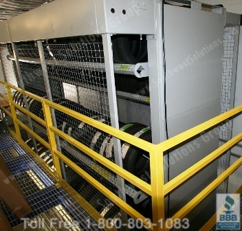 Mortorized Vertical Tire Machine storing tires in overhead space