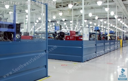 Sheet Metal Fencing creates a barrier between machines and offices