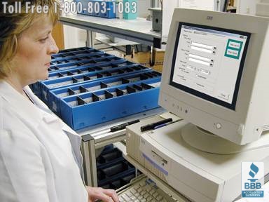 Storage carousels with inventory management software for batch picking medical supplies