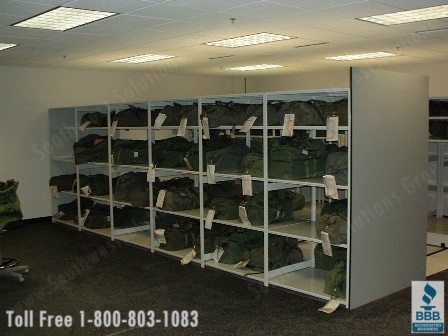Bulk Industrial Storage Shelving for military mobility bags saves space