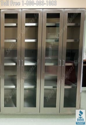 Stainless Steel Hospital PPE Cabinets with glass doors