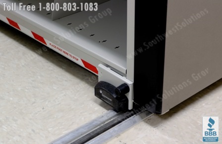The infrared safety sensor on the push button file shelving