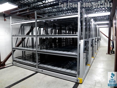 Rolling Wide Span Boltless Racks maximize floor space in small areas