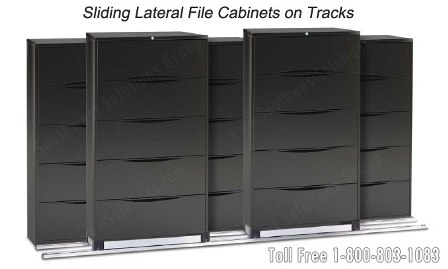 Sliding Lateral File Cabinets Roll on Tracks to save space