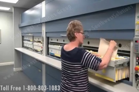 compact office storage and filing floor space with lektriever cabinets