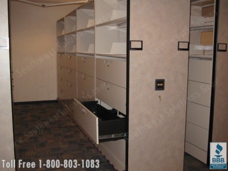 push button operation file shelving system Tulsa Broken Arrow Muskogee Durant Fayetteville Rogers Bentonville