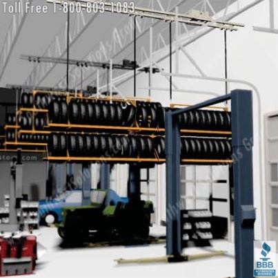 space saving automotive storage system is the overhead tire lifts