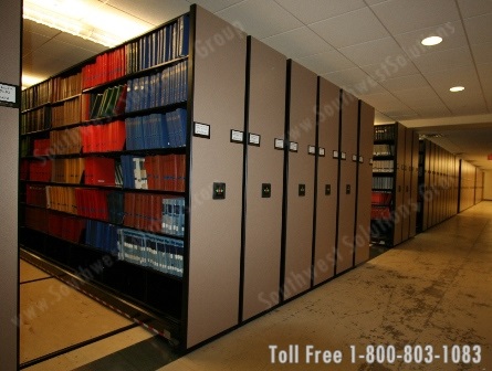 compact mobile shelving storing university library archives