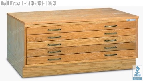 Architectural Drawing Storage Flat File Cabinets Made of Wood