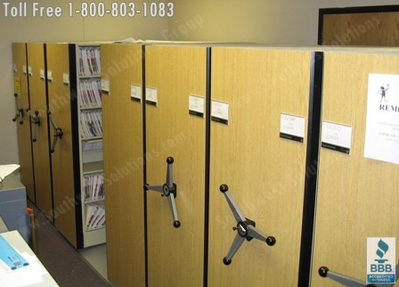 high density shelving storing medical records and patient charts