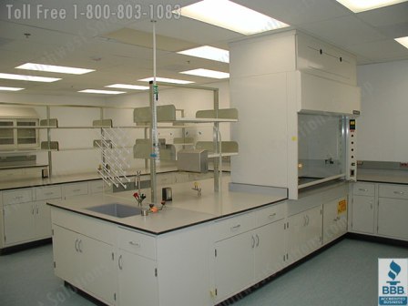 laboratory casework, fume hood and cabinets
