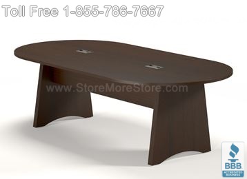 boat shaped conference table with two grommets