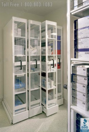 retractable shelves storing medical supplies chicago illinois